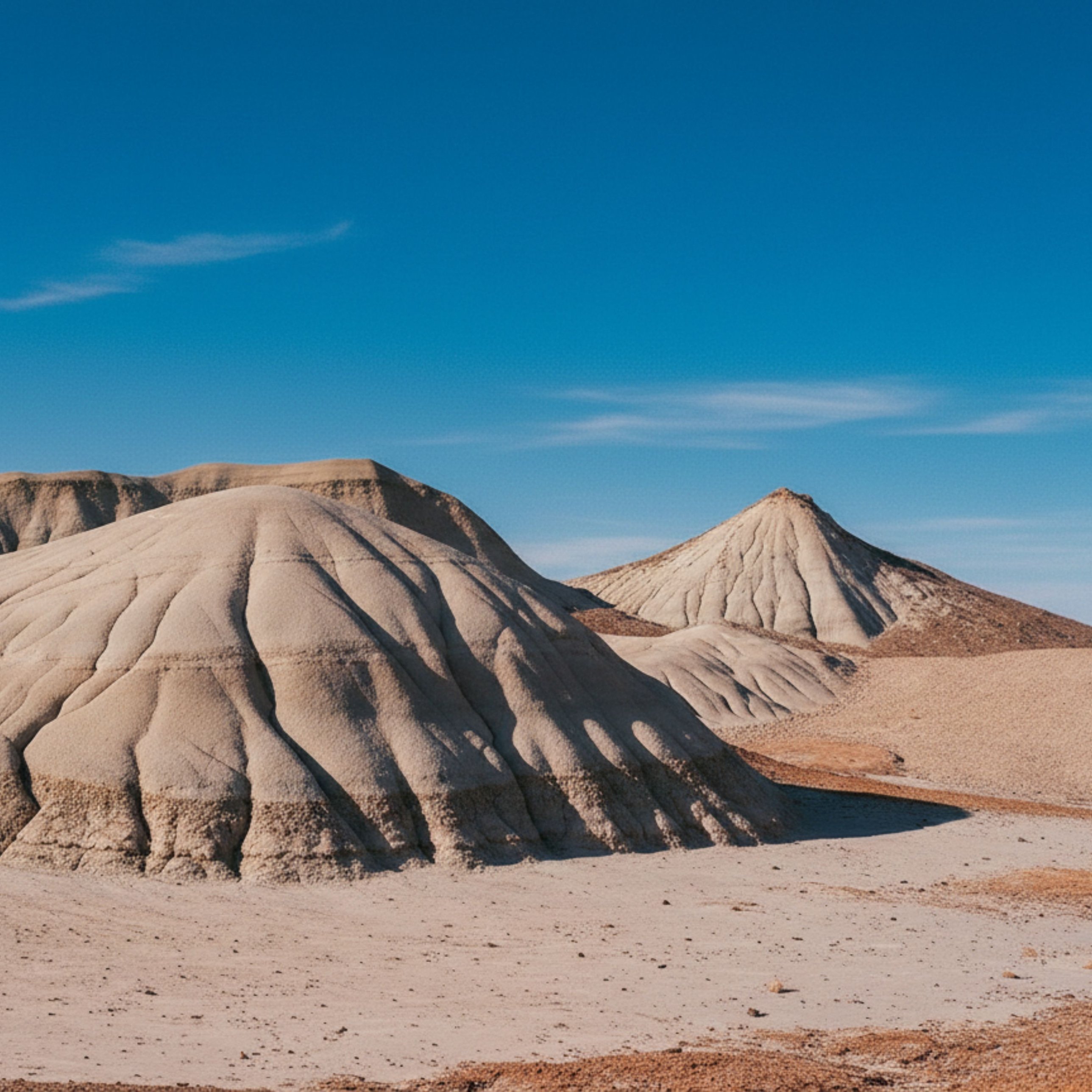 Pale, wind-carved desert badlands