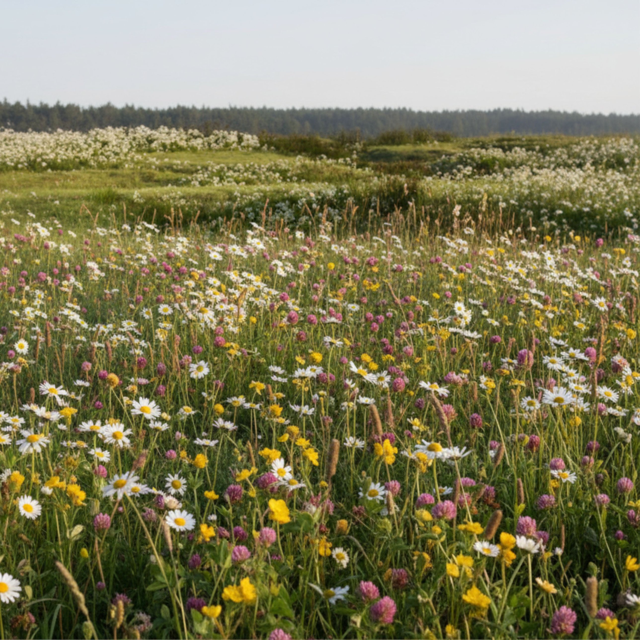 Wildflower meadow at the edge of a forest